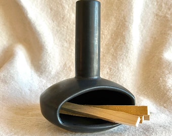 Cute Mid Century Modern Hand Made Ceramic Incense Chiminea Palo Santo Candle Retro Burner Holder