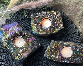 Rainbow Metalized Candle Holder or Planter | Large Cluster | Great Gift