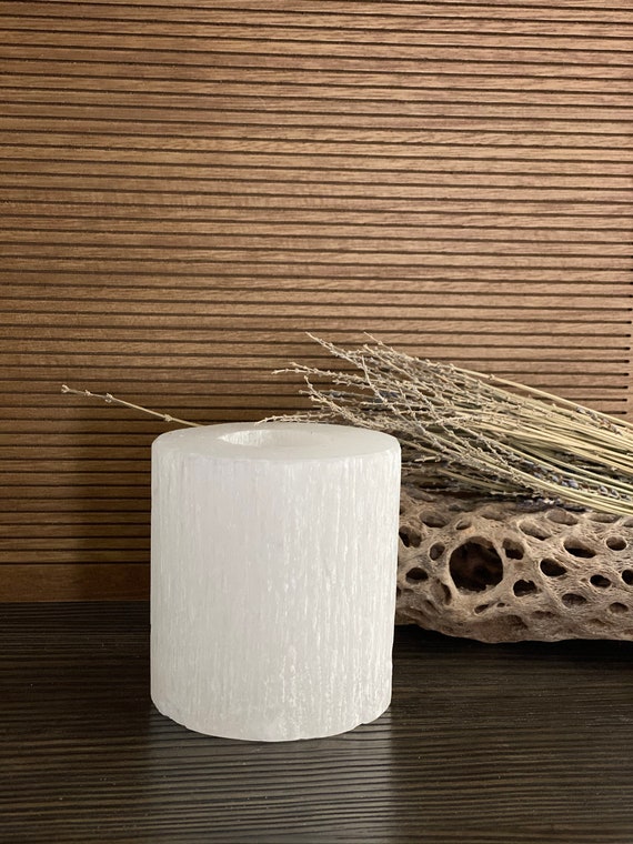 フラットトップナチュラルホワイトセレナイトシリンダーランプ、ナチュラルヒーリングクリスタル、コードと XL Selenite Tower Lamp Crystal \" White Natural Light LED Cord