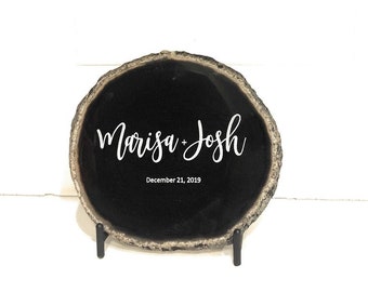 Engraved Agate Slice | Personalized Gift | Custom Plaque | Engraved keepsake | customized Souvenir