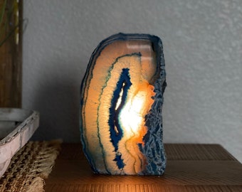 Blue Agate Crystal Lamp Decor | Geode Agate lamp | Geode lamp | Crystal lamp | Great gift