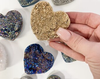 Titanium Heart Stones Rainbow | Blue | Gold | Metallic | Clear | White