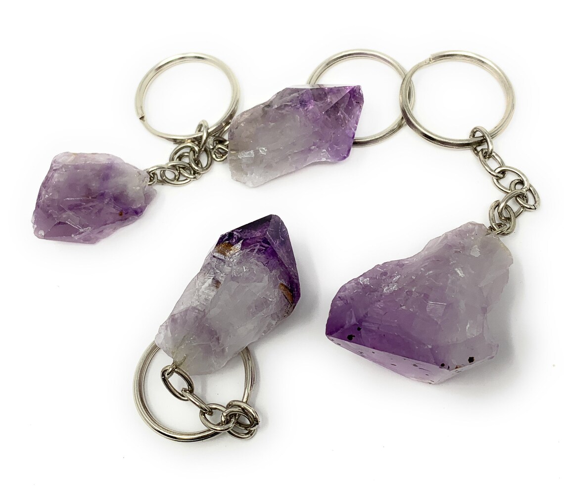 Amethyst Crystal Keychain Natural Amethyst Keychain Great Etsy