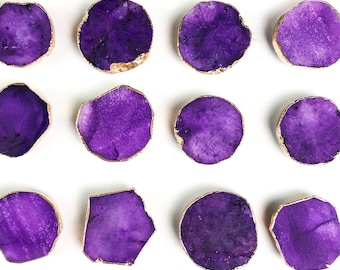 Purple Dyed Quartz with Gold Rim – Custom Gemstone Phone Stand