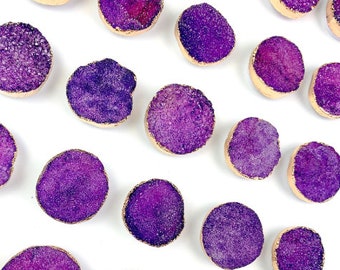 Purple Druzy Crystal Phone Stand (Gold Rim)