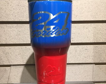 Sur mesure en acier inoxydable Nascar Jeff Gordon 24 YETI / Ozark Tumbler poudre enduite Laser gravé 30 oz/20 oz