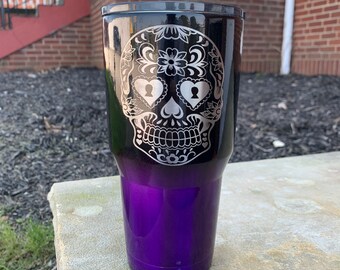 Custom Stainless Steel YETI / Ozark Suger crâne Tumbler Poudre Enrobé Laser gravé 30 oz / 20 oz
