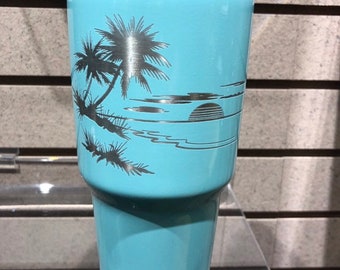 Sur mesure en acier inoxydable de plage coucher de soleil YETI / Ozark Tumbler poudre enduite Laser gravé 30 oz/20 oz