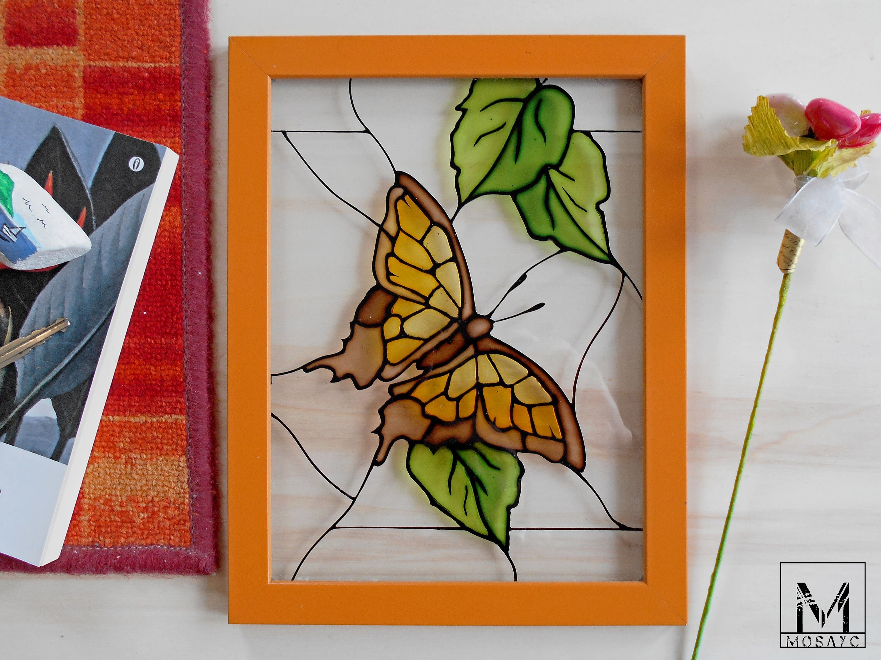 Flying Butterfly Painting on Glass Framed Wall Art Etsy UK