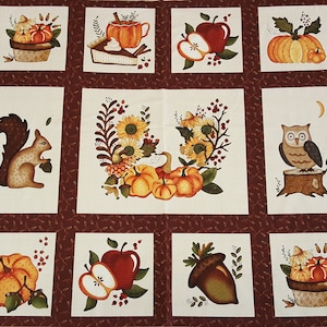 Hello Fall Autumn PANEL 100% Cotton Fabric