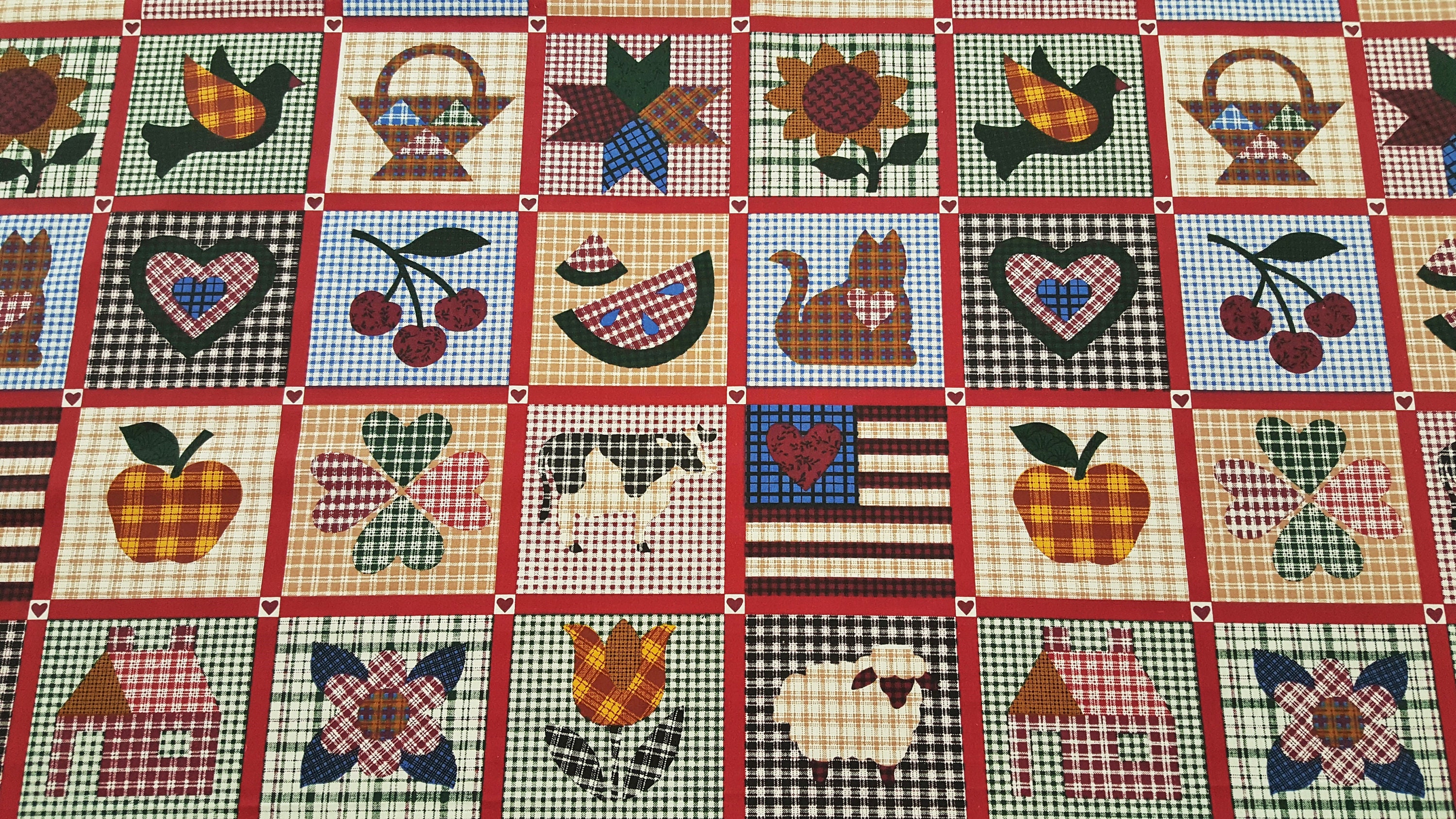 90 Plaid Red Cheater's Quilt Fabric by the Etsy UK