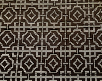 Discount Fabric JACQUARD Dark Brown & Taupe Geometric Drapery - 8 2/3 Yards