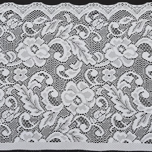 Discount Fabric - LACE - 14 7/8&quot; White Scalloped Floral Leaf