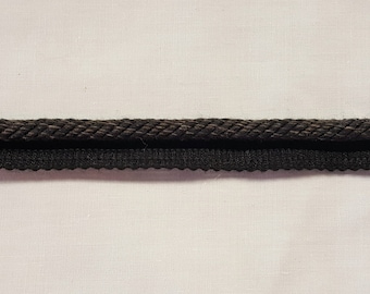 1/4" Charcoal Decorative Cord With Lip