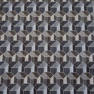 Discount Fabric JACQUARD Blue & Brown Geometric Upholstery