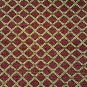 Discount Fabric UPHOLSTERY Gold, Dark Red & Light Olive Green Diamond