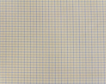 59/60" Yellow, Blue, Tan & White Plaid Poly/Cotton Fabric - By The Yard
