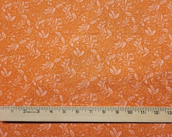 Autumn Elegance Garden Vine Orange Print 100% Cotton Fabric - 1 3/4 Yard Piece