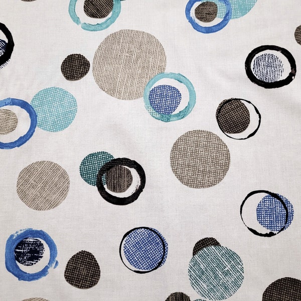 Cachet Teal, Brown & Blue Abstract Print 100% Cotton Fabric - By The Yard