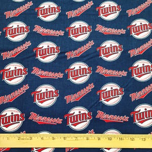 MLB Minnesota Twins Print 100% Cotton Fabric - By The Yard