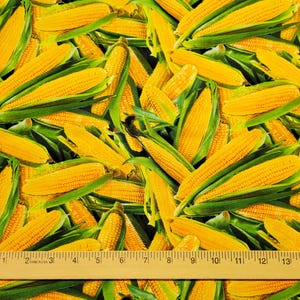 Food Festival Corn Allover Print 100% Cotton Fabric - By The Yard