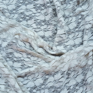 Oatmeal Floral Stretch Lace Fabric - By The Yard