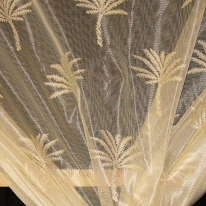 Discount Fabric LACE Ivory  Palm Tree Curtain & Tablecloth
