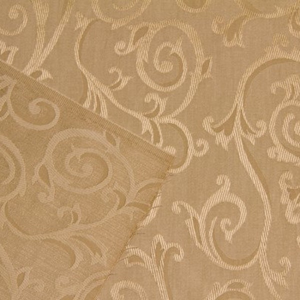 Discount Fabric JACQUARD Light Gold Scroll Jacquard Drapery