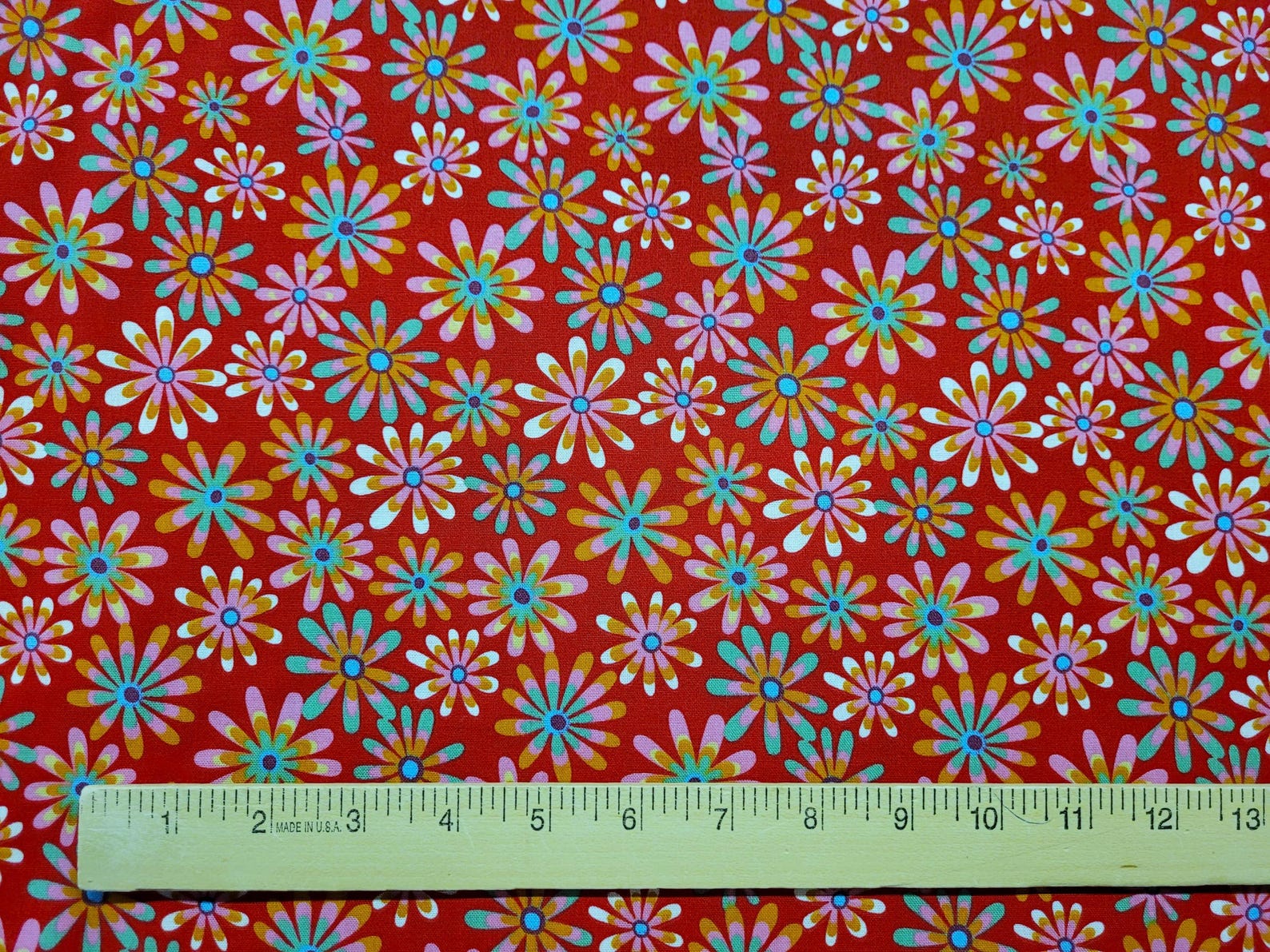 Flower Power Raspberry Fabric Flower Power Red Print 100% Cotton Fabric - by the Yard - Etsy