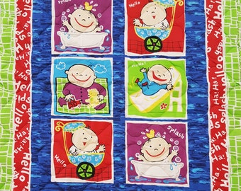 Quilted Baby Blocks 100% Cotton Baby Panel Fabric With Polyester Batting