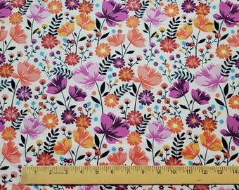 Garden Bloom Floral Print 100% Cotton Fabric - By The Yard