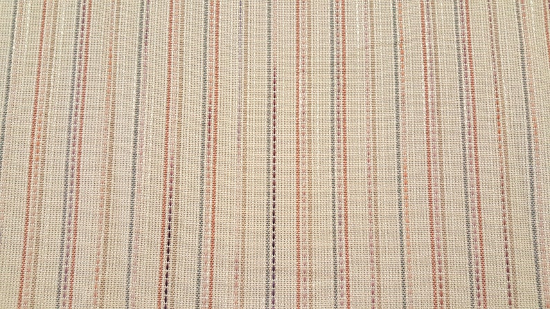 Honey Turquoise Mauve Rust Discount Fabric OPEN WEAVE DRAPERY Cream Blue /& Violet Stripe By the Yard