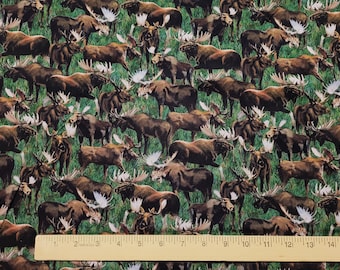 Wildlife Moose Print 100% Cotton Fabric - by the Yard - Etsy