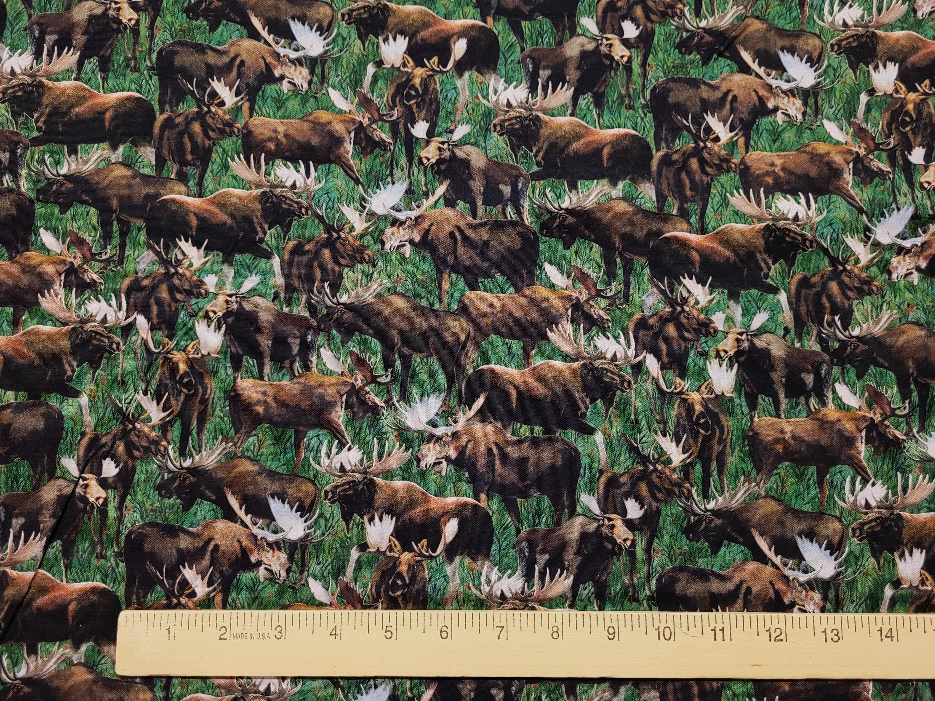 Wildlife Moose Print 100% Cotton Fabric - by the Yard - Etsy