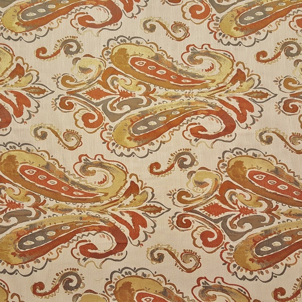 Discount Fabric JACQUARD Gold, Rust & Gray Paisley Drapery