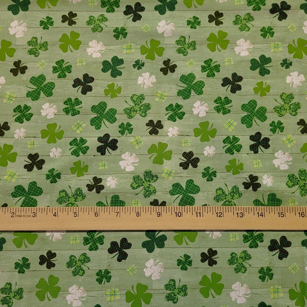 Hello Lucky Allover Clover Print 100% Cotton Fabric - By The Yard