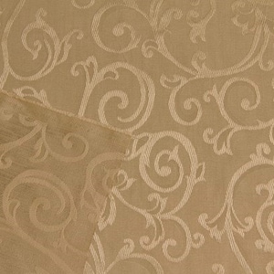 Honey Tone Jacquard Fabric: Scroll Pattern Drapery Material