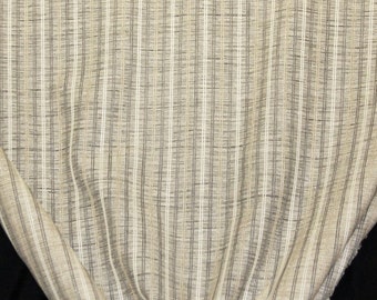 Cream, Gray & Tan Stripe Open Weave Drapery Fabric - By the Yard