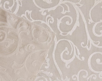Discount Fabric JACQUARD Ivory Scroll Jacquard Drapery