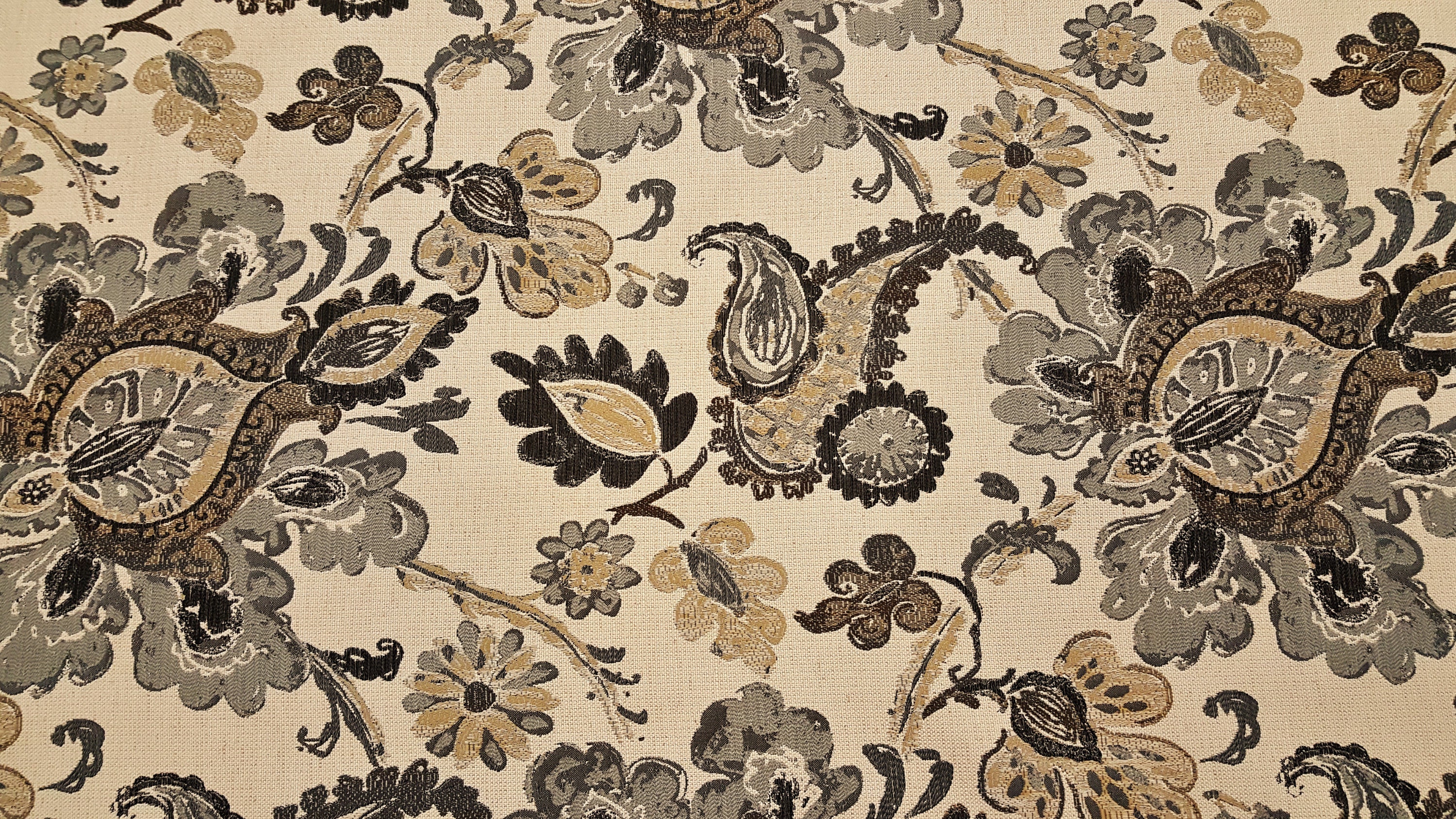 Discount Fabric TAPESTRY Gray & Taupe Floral Upholstery Etsy