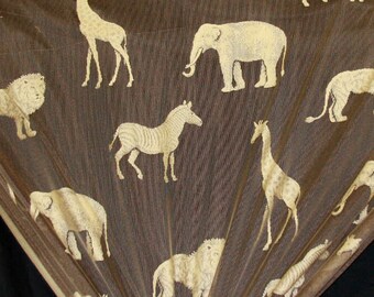 Discount Fabric LACE Dark Taupe Jungle Animals Curtain & Tablecloth