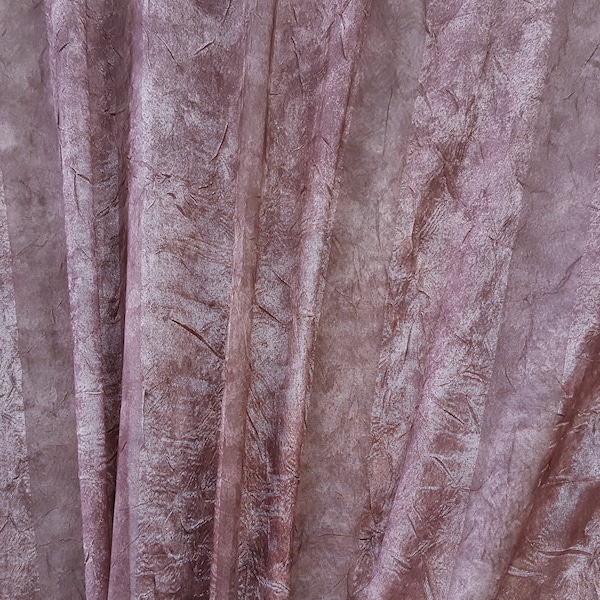 Discount Fabric SEMI-SHEER Mauve Mottled Crushed Stripe Drapery - By The Yard