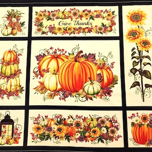 Pumpkin Harvest PANEL 100% Cotton Fabric