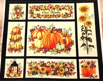 Pumpkin Harvest PANEL 100% Cotton Fabric