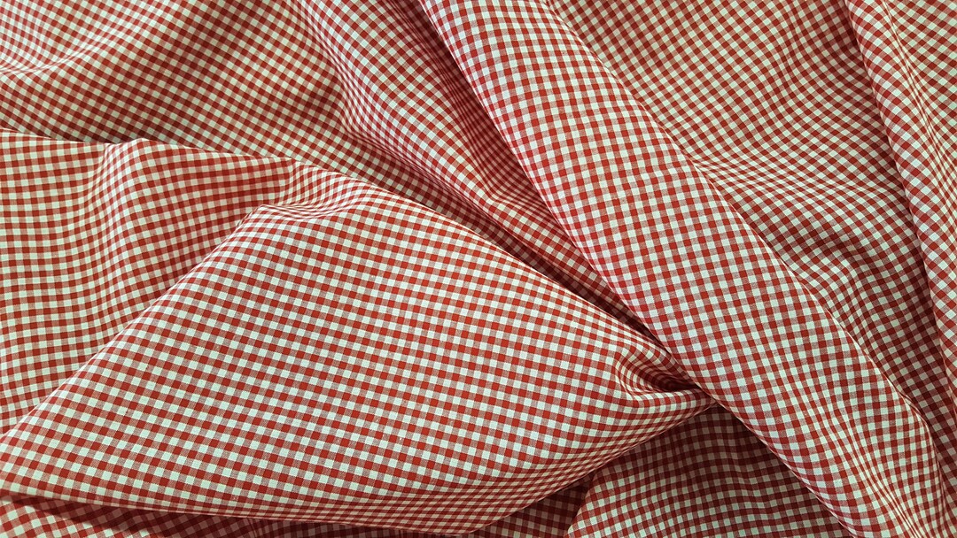 Richcheck 1 Inch Gingham Check Fabric - 60" Wide Orange Polyester Cotton Blend
