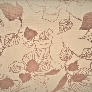 Discount Fabric CHENILLE Taupe & Cream Leaf Upholstery