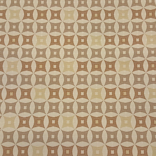 Discount Fabric JACQUARD Taupe, Light Gold, Red Brown & Beige Geometric Upholstery