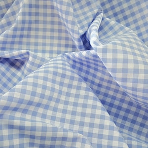 1/4&quot; Blue 59&quot;/60&quot; Gingham Check Poly/Cotton Fabric - By The Yard
