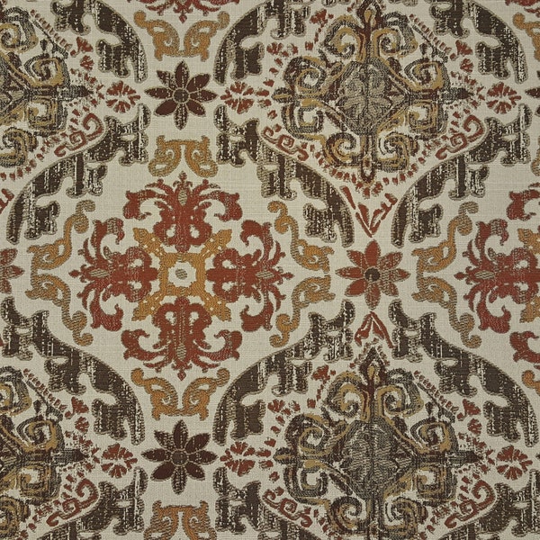 Discount Fabric TAPESTRY Rust, Gold, Taupe & Cream Medallion Upholstery