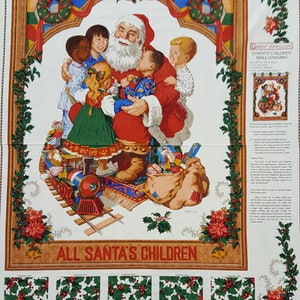 All Santa's Children Christmas WALL HANGING 100% Cotton Fabric